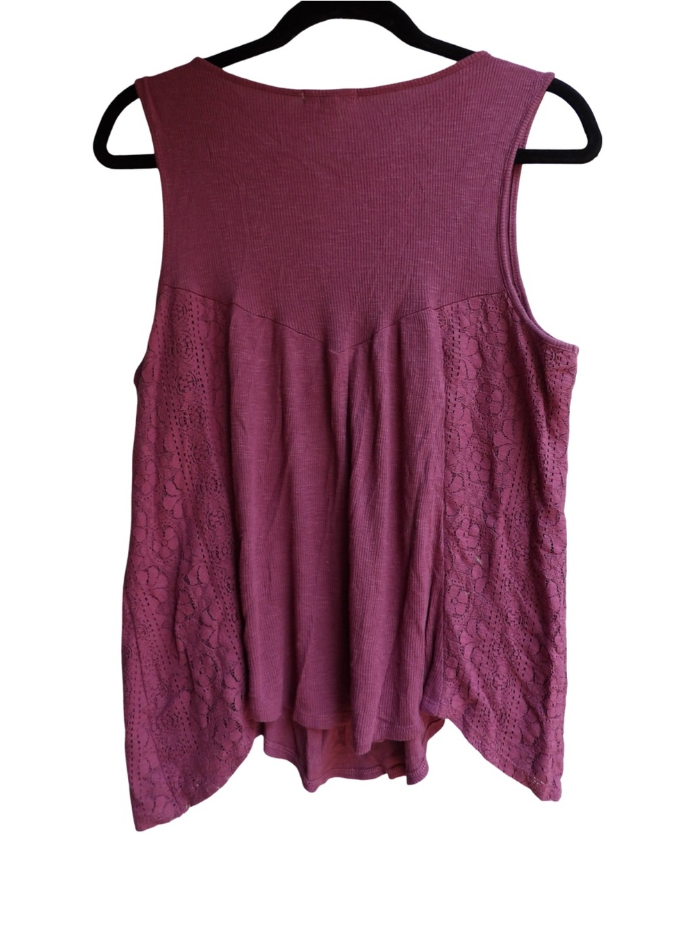 Maurices Lace-Panel Sleeveless Tank Top in Plum - Picture 3 of 3